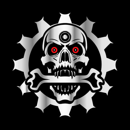 Skull with crossbones. Vector illustration on a black background.のイラスト素材