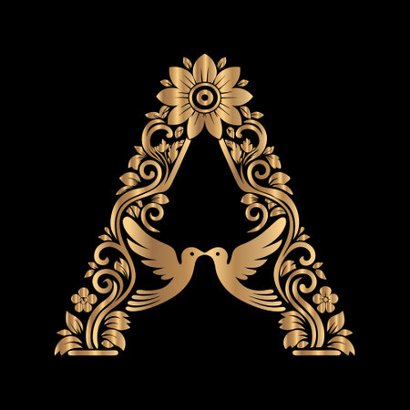 Luxury letter A in the style of baroque.のイラスト素材