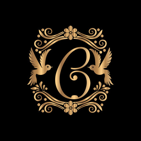 Initial Letter G Luxury logo template. Graceful royal style vector emblem.のイラスト素材