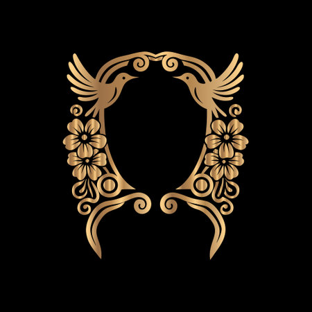 Luxury golden frame with decorative elements. Vector illustration for your designのイラスト素材