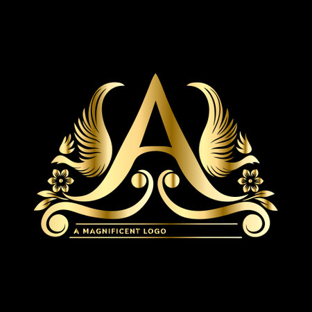 Letter A Luxury logo template. Golden elegant letter A logo design.のイラスト素材