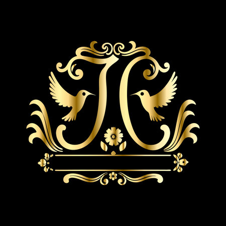 Vintage royal monogram in the style of Baroque.のイラスト素材