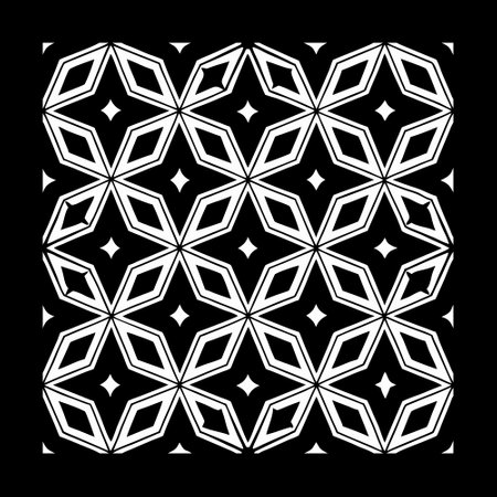 Abstract vector pattern in geometric ornamental style. Black and white pattern.のイラスト素材