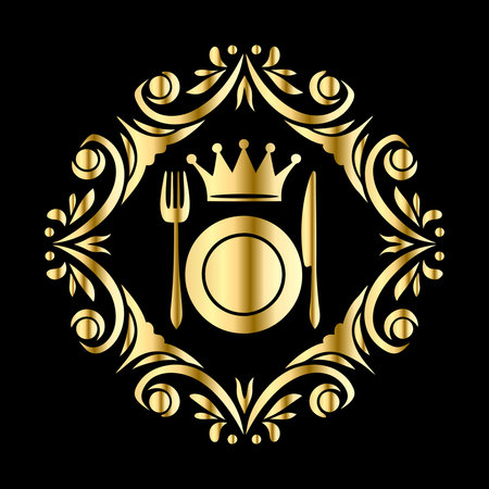 Restaurant logo template. Vector illustration for restaurant, cafe, bar, restaurant menu design.のイラスト素材