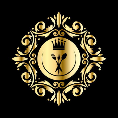 Restaurant menu design template. Luxury restaurant logo. Vector illustrationのイラスト素材