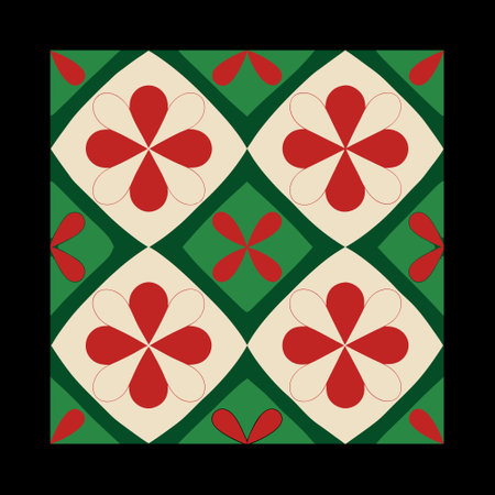 Ceramic tile pattern with floral motifs. Vector illustration.