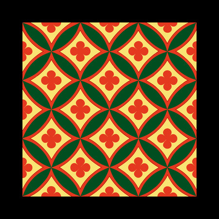 Seamless pattern in red and green colors on a black background
