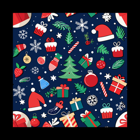 Christmas and New Year seamless pattern. Vector illustration in flat style.