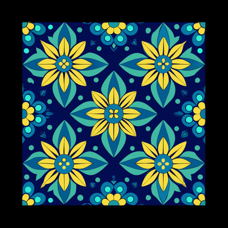 Floral pattern with flowers on a black background. Template for carpet, shawl, shawl.のイラスト素材