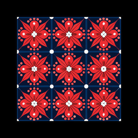 Seamless pattern in the form of square tiles. Vector illustration.