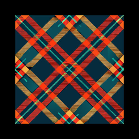 Seamless tartan plaid pattern on black background. Vector illustration.