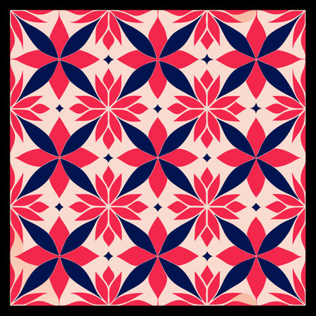Seamless pattern with decorative ornament. Vector illustration. Red and blue colors.のイラスト素材