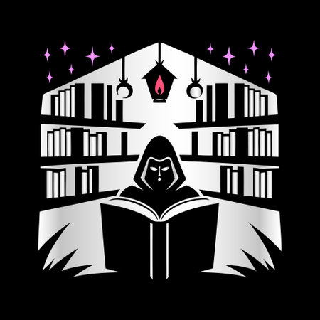 Vector illustration of a black church with a bible on a black backgroundのイラスト素材