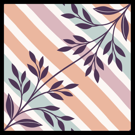 Decorative floral background with stripes and swirls in retro style.のイラスト素材