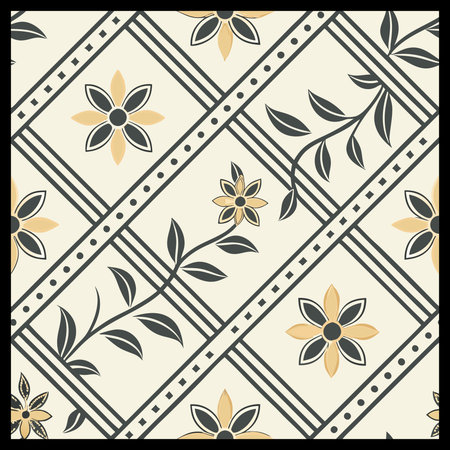 Seamless pattern with decorative flowers on a black background. Vector illustration.のイラスト素材