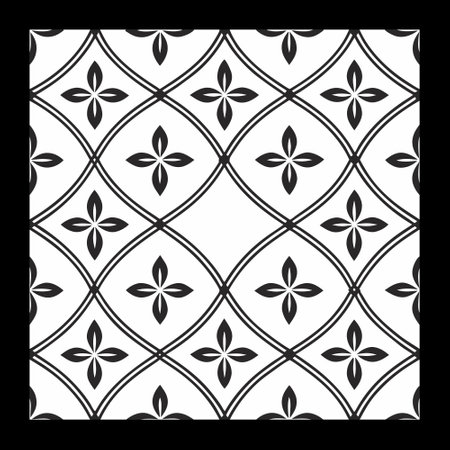 Seamless vector pattern in geometric ornamental style. Black and white pattern.のイラスト素材