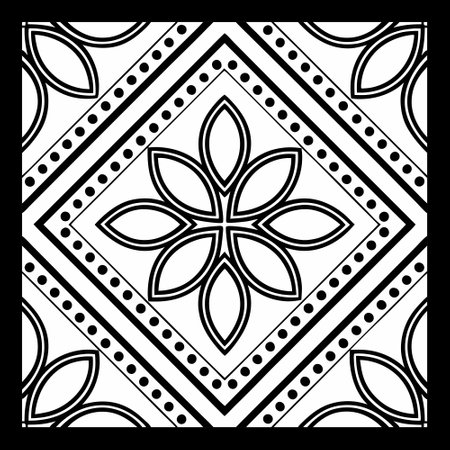 Black and white ethnic patterned background. Arabesque vector ornament.のイラスト素材