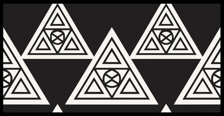 Geometric ethnic ornament with triangles. Seamless vector pattern.のイラスト素材