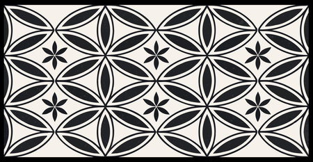 Black and white geometric pattern on a black background, vector illustration.のイラスト素材