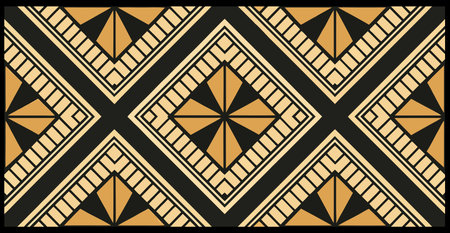 Seamless African pattern. Ethnic carpet with chevrons. Tribal vector ornament. Aztec style. Geometric mosaic on the tile, majolica. Ancient interior. Modern rug. Geo print on textile. Kente Cloth.のイラスト素材