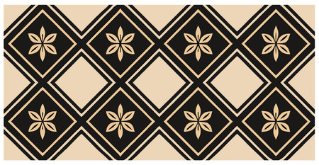 Seamless pattern with decorative elements in black and beige colorsのイラスト素材