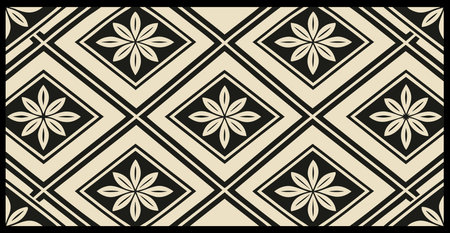 Seamless pattern with floral motifs in beige and blackのイラスト素材