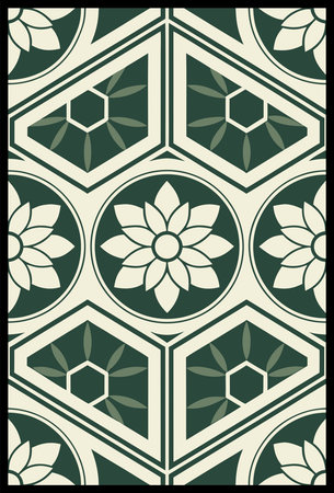 Seamless pattern with floral ornament in green and beige colorsのイラスト素材
