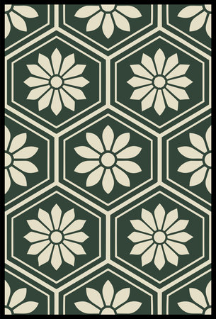 Seamless pattern with floral ornament in green and brown colors.のイラスト素材