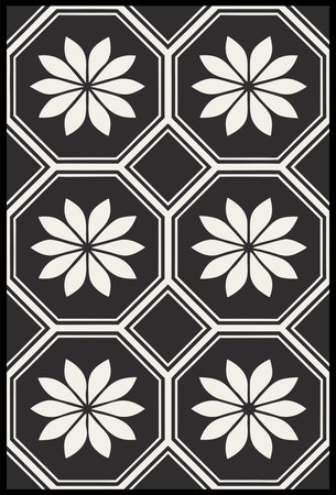 Seamless pattern with black and white flowers on a black backgroundのイラスト素材