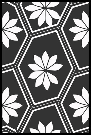 Black and white pattern with flowers. Vector illustration for your design.のイラスト素材