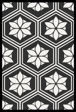 Seamless pattern with flowers in black and white colors. Vector illustration.のイラスト素材