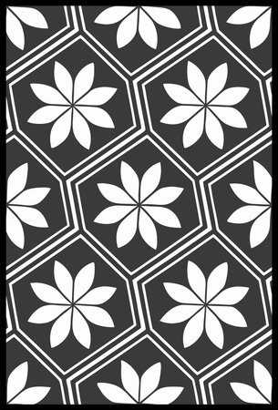 Black and white seamless pattern with flowers on a black background. Vector illustration.のイラスト素材