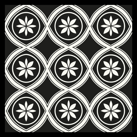 Seamless geometric pattern. Black and white background. Vector illustration.のイラスト素材