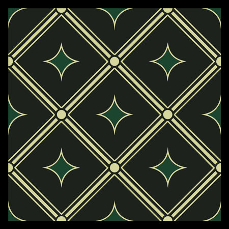Vintage seamless pattern in retro style with green stars on a black backgroundのイラスト素材