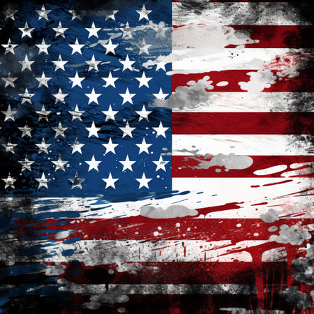 Grunge USA flag. American flag with grunge texture.の素材
