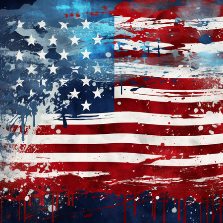 Grunge USA flag with some soft highlights and folds on itの素材