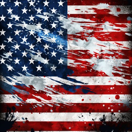 American flag grunge background. Vector illustration. Grunge texture.の素材