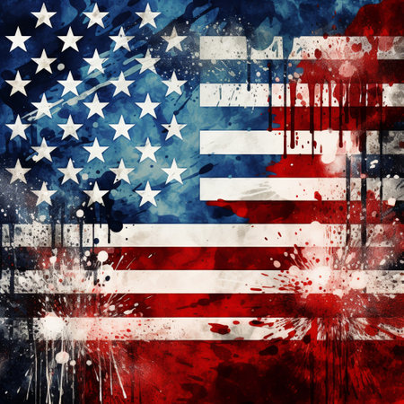 Grunge American flag background. Grunge american flagの素材