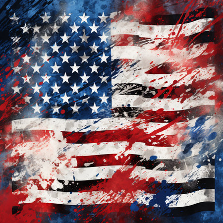 Grunge American flag. Grunge background. Vector illustration.の素材