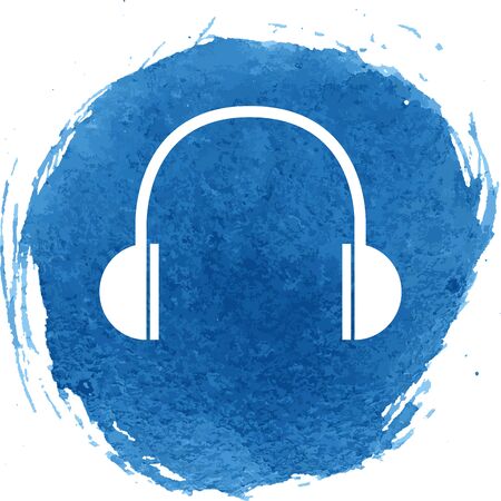 Headphones icon with watercolor effect, vector illustration.のイラスト素材