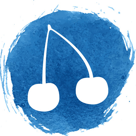 Cherry icon with watercolor effect, vector illustration.のイラスト素材
