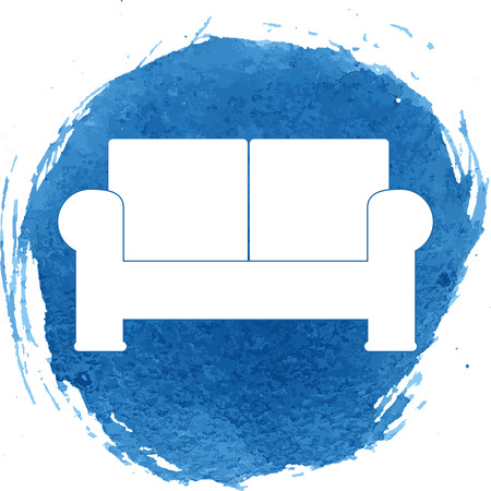Sofa icon with watercolor effect. Vector illustration.のイラスト素材