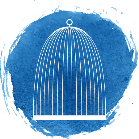 Bird cage icon with watercolor effect. Vector illustration.のイラスト素材