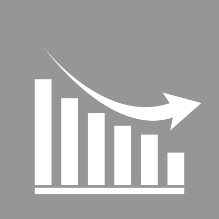 Declining graph icon. Flat style icon. Vector illustrationのイラスト素材
