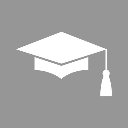 Mortar Board or Graduation Cap, Education symbol. Flat style icon. Vector illustrationのイラスト素材