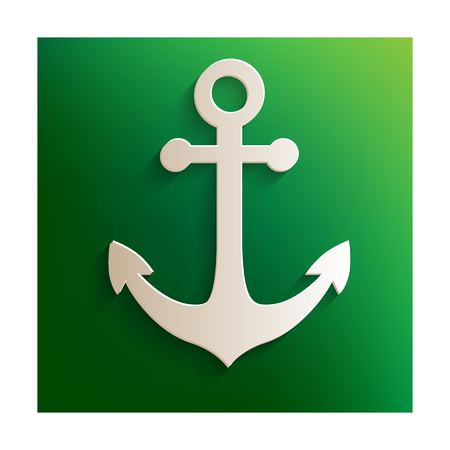 Anchor icon. Paper effect on green backgroundのイラスト素材