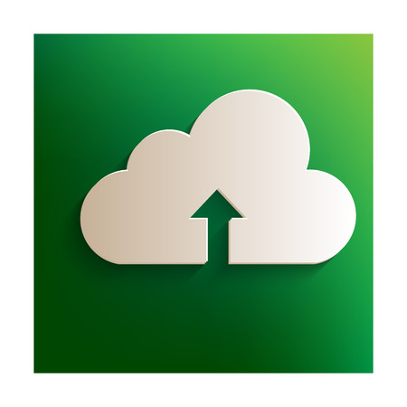 Cloud icon. Paper effect on green backgroundのイラスト素材