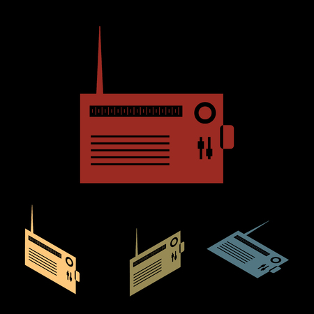 Radio silhouette. Vector icon set with isometric effectのイラスト素材