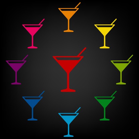 Coctail icon set. Vector colorfull design elemensのイラスト素材