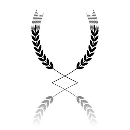 wheat icon. Black vector illustration with reflection.のイラスト素材
